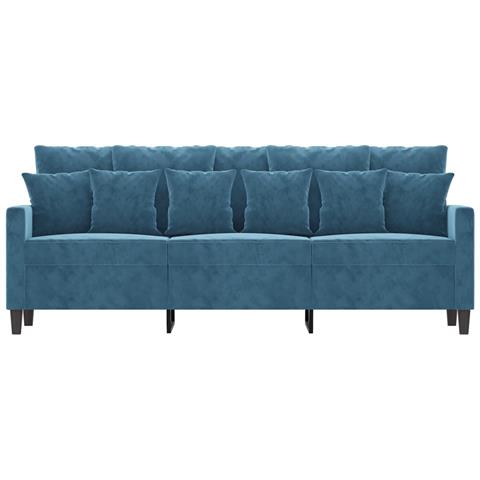 Divano A 3 Posti Blu 180 Cm In Velluto - Foto 3