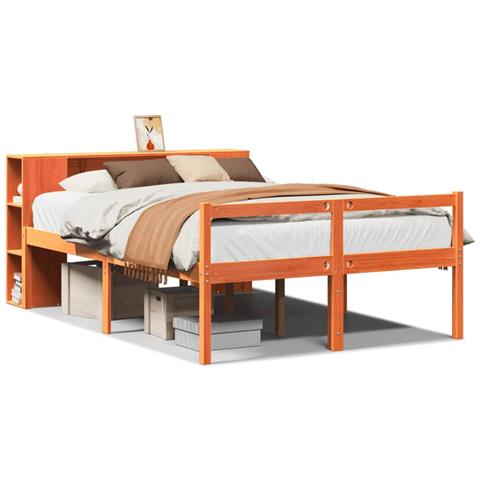 Letto Libreria Senza Materasso Marrone Cera 135x190 Cm Legno - Foto 2