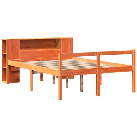 Letto Libreria Senza Materasso Marrone Cera 135x190 Cm Legno - Foto 3