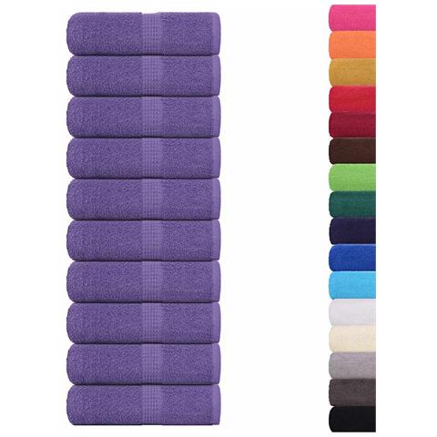 Asciugamani Ospiti 10 Pz Viola 30x50 Cm 360 G/m 100% Cotone - Foto 2