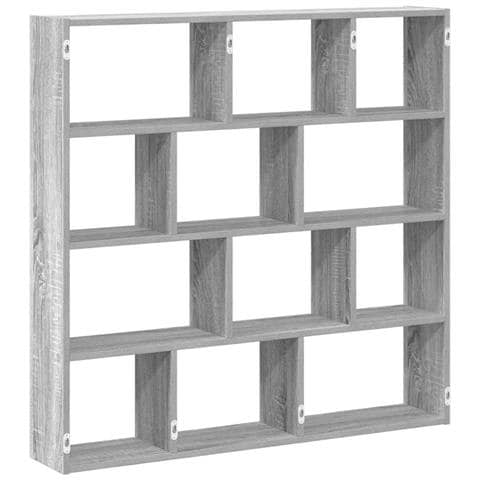 Mensola A Cubo Da Muro 12 Scomparti In Truciolato Sonoma Grigio - Foto 2