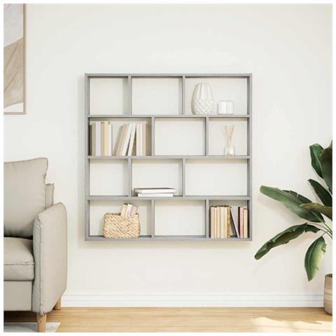 Mensola A Cubo Da Muro 12 Scomparti In Truciolato Sonoma Grigio - Foto 3