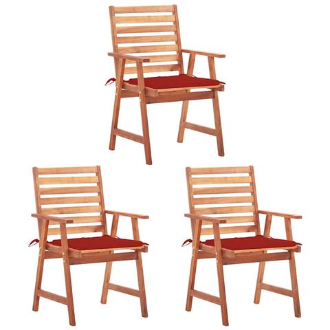 Lusso Casadino -  Sedie Da Pranzo Da Esterni Con Cuscini 3 Pz Massello Di Acacia - Foto 2