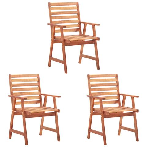 Lusso Casadino -  Sedie Da Pranzo Da Esterni Con Cuscini 3 Pz Massello Di Acacia - Foto 1