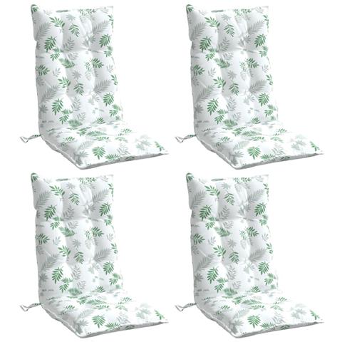 Cuscini Sedia Schienale Alto 4 Pz Motivo Foglie Tessuto Oxford - Foto 2