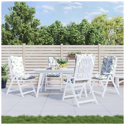 Cuscini Sedia Schienale Alto 4 Pz Motivo Foglie Tessuto Oxford - Foto 8