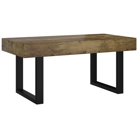 Tavolino Salotto Marrone Scuro E Nero 90x45x40cm In Mdf E Ferro - Foto 1