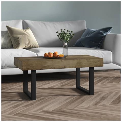 Tavolino Salotto Marrone Scuro E Nero 90x45x40cm In Mdf E Ferro - Foto 6