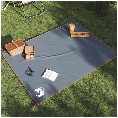 Tovaglia da Picnic con Picchetti Grigio e Arancione 205x155 cm - Foto 2