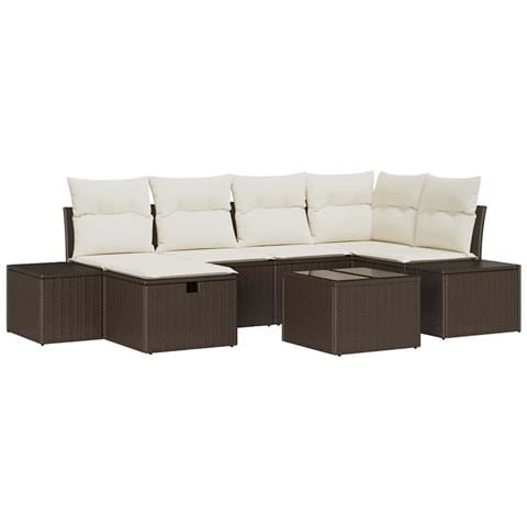 Set di Divani da Giardino con Cuscini Marrone Polyrattan - Foto 1
