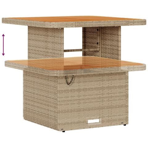 Set Divano da Giardino da 9 Pezzi con Cuscini Beige Rattan Poliestere Acacia, Set da Pranzo da Giardino da 3 Pezzi con Cuscini Beige Rattan Poliestere Acacia - Foto 8