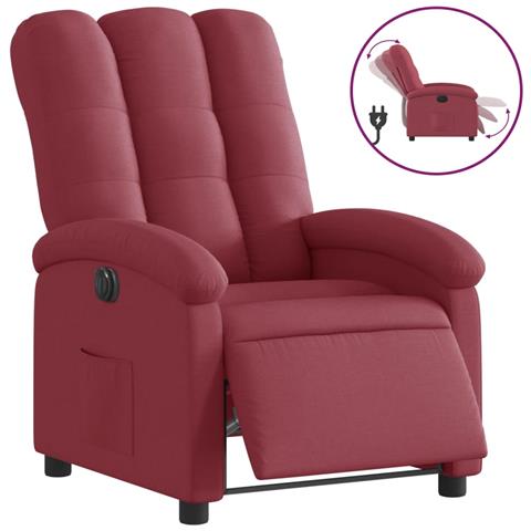Poltrona Elettrica Reclinabile Rosso Vino in Tessuto - Foto 1