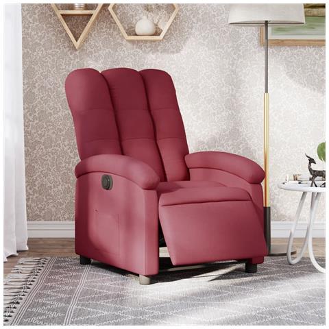 Poltrona Elettrica Reclinabile Rosso Vino in Tessuto - Foto 2