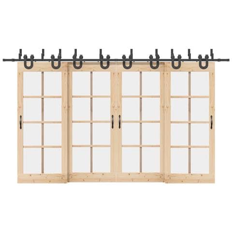 Kit di Binari per Porte Scorrevoli 400 cm Acciaio Nero - Foto 2