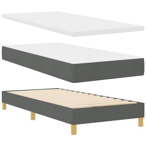 <strong>Letto a Molle< / strong> Grigio scuro 90 x 190 cm Tessuto - Foto 1