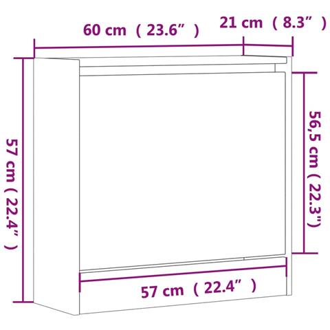 Scarpiera Grigio Sonoma 60x21x57 cm in Legno Multistrato - Foto 9