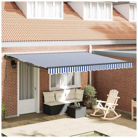 Tenda Retrattile Blu e Bianco 400x300 cm Tessuto - Foto 2