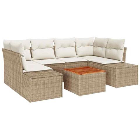 Set Divano da Giardino 7 pcs Beige e bianco - Foto 1
