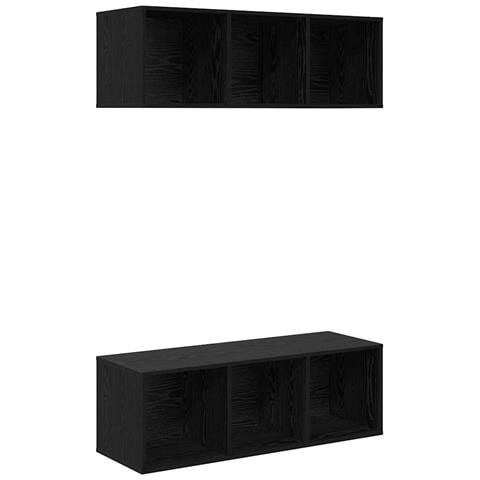 Mobiletti TV a parete 2 pcs Rovere nero 37 x 37 x 107 cm - Foto 1