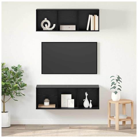 Mobiletti TV a parete 2 pcs Rovere nero 37 x 37 x 107 cm - Foto 2