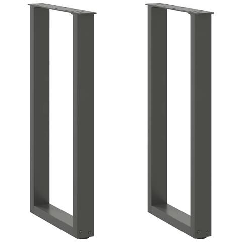 Gambe per tavolo consolle a forma di U 2 pz Antracite 38x(72-73) cm Acciaio - Foto 1