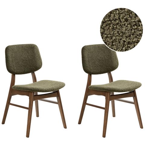 Set Di 2 Sedie Da Pranzo Elaine Legno Marrone Scuro /verde - Foto 2