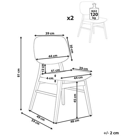 Set Di 2 Sedie Da Pranzo Elaine Legno Marrone Scuro /verde - Foto 8