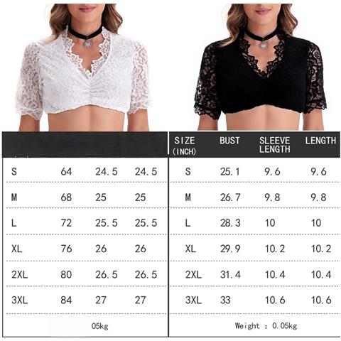 Camicetta Nera Da Donna Per Oktoberfest - Camicia In Pizzo Di Poliestere Per Feste Della Birra L - Foto 3