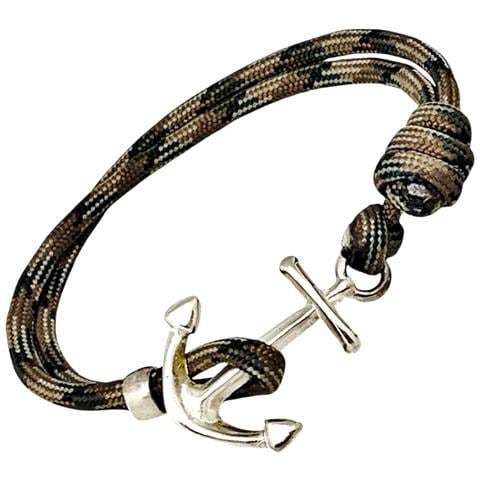 Braccialetto Paracord Con Ancora In Diaspro Verde E Placcato Argento - Foto 1