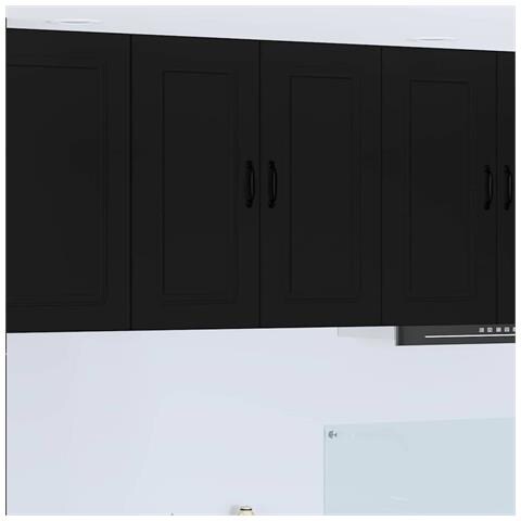 Pensile cucina con porta Nero 80 x 31 x 80 cm Legno multistrato - Foto 2