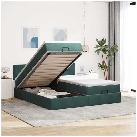 Struttura Letto Pouf con Materassi 160x200 cm Velluto - Foto 2
