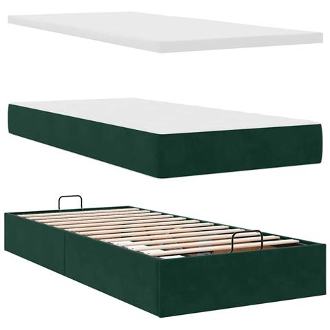 Struttura Letto Pouf con Materassi 160x200 cm Velluto - Foto 9