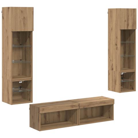 Unità TV da Parete 6 pcs Rovere artigianale Legno multistrato - Foto 1
