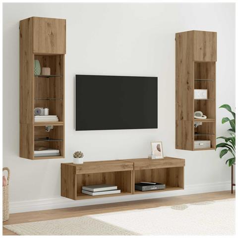 Unità TV da Parete 6 pcs Rovere artigianale Legno multistrato - Foto 2