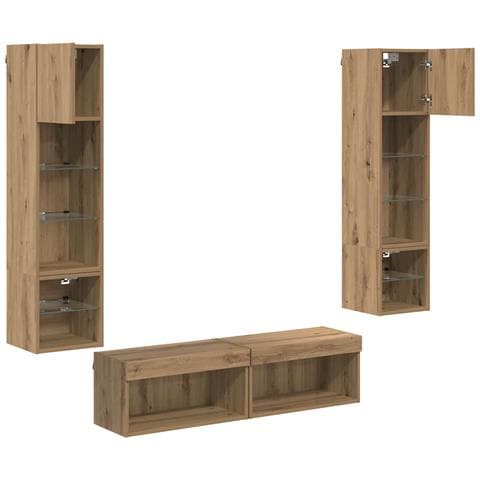 Unità TV da Parete 6 pcs Rovere artigianale Legno multistrato - Foto 9