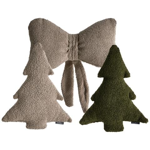 Set Di 3 Cuscini Decorativi Winterland Bouclé 30 X 35 Cm 45 X 25 Cm Tortora Modello Natalizio - Foto 2