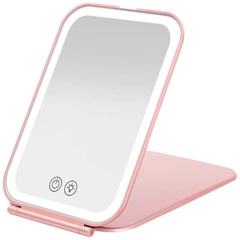 Specchio Led Per Trucco: Portatile, Pieghevole, Ricaricabile Con Controllo Touch E Luce Dimmerabile Pinkgold - Foto 1