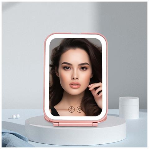 Specchio Led Per Trucco: Portatile, Pieghevole, Ricaricabile Con Controllo Touch E Luce Dimmerabile Pinkgold - Foto 2