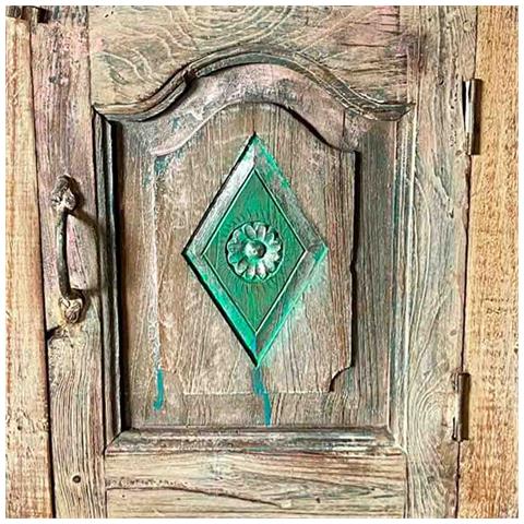 Comodino In Legno Con Finitura Artigianale Marrone 49x28x62h Cm - Foto 4
