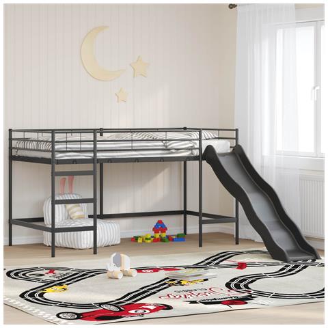 Letto loft per bambini con scivolo Nero e antracite 90 x 200 cm - Foto 2
