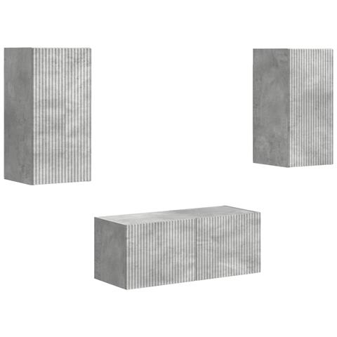 Set mobile TV 6 pcs Grigio cemento Legno multistrato - Foto 1