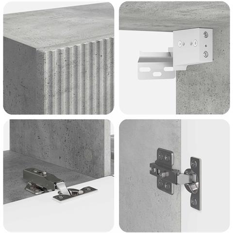 Set mobile TV 6 pcs Grigio cemento Legno multistrato - Foto 9