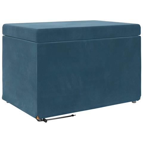 Pouf Blu 61 x 41 x 40 cm Velluto e Legno Ingegnerizzato - Foto 1