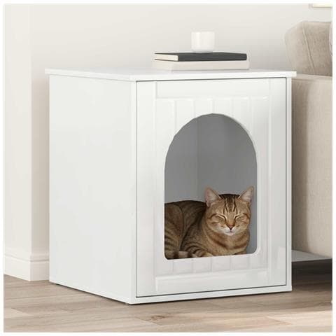 Casa per Gatti Bianco Lucido 53 x 52 x 62 cm Legno multistrato - Foto 2