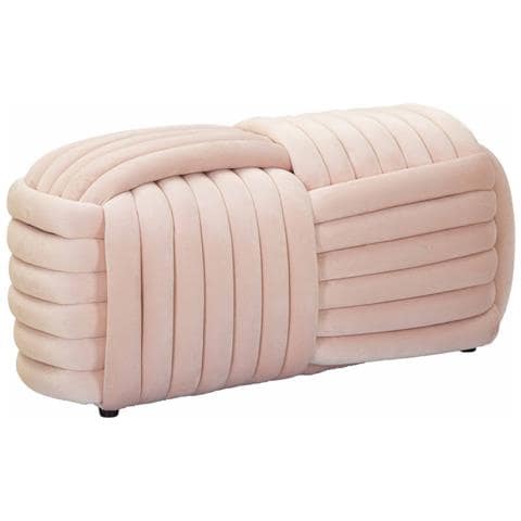 Panca Softy In Velluto Rosa Cipria Con Nodo Centrale 90x45x45 Cm - Foto 1