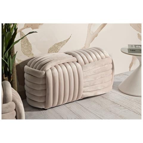Panca Softy In Velluto Rosa Cipria Con Nodo Centrale 90x45x45 Cm - Foto 8