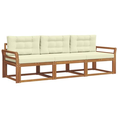 Set di divani da esterno con cuscino 3 pcs Naturale e Crema - Foto 1