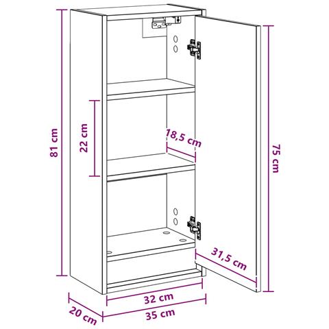 Mobile lavabo da parete Grigio Cemento 35 x 20 x 81 cm - Foto 7