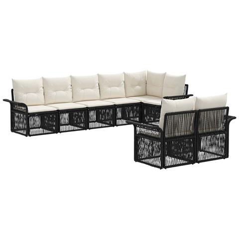 Set Divano da Giardino 8 pcs Nero polyrattan - Foto 1