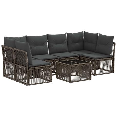 Set Divano da Giardino 7 pcs Grigio polyrattan - Foto 1